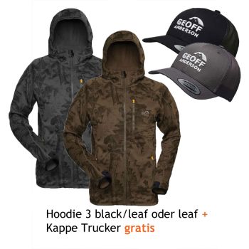 Geoff Anderson Set Hoodie 3 leaf oder black/leaf + Trucker Kappe grau oder schwarz gratis