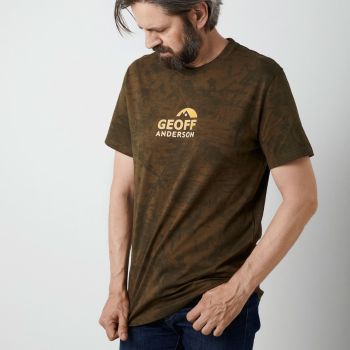 GEOFF ANDERSON organic t-shirt green/leaf with orange chest logo large