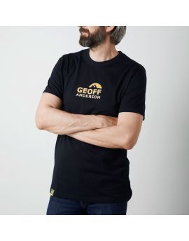 GEOFF ANDERSON Organic T-shirt black with large orange chest logo 